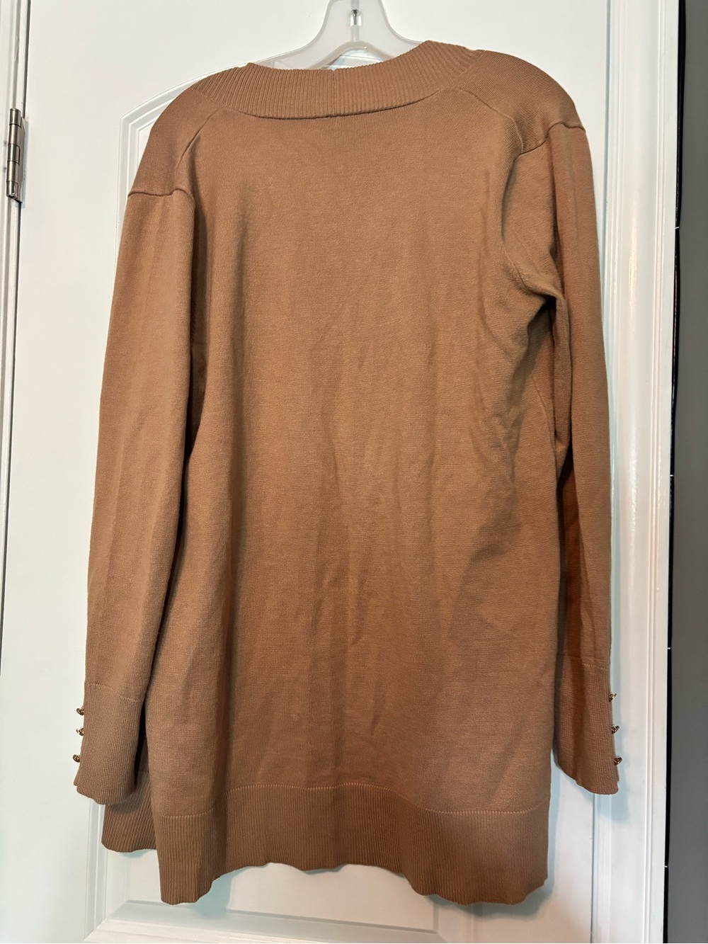 Light Brown Open Front Cardigan Sweater Beautiful Buttons Size Large 70% Viscose - Picture 6 of 9